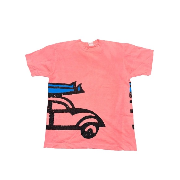 Vintage Keith Haring Style VW Surfboard Shirt Single Stitch Men's Size Large - Picture 1 of 5